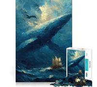 Puzzle de 1000 pièces représentant Une Baleine et Un voilier,Un Jeu de réflexion Stimulant et interactif pour la Maison (38x52cm)