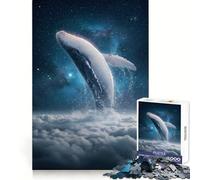 Puzzle de 1000 pièces représentant une baleine jaillissant des nuages vers l'espace idéal pour les adolescents Ce puzzle amusant et stimulant à accrocher et à s'accrocher est un cadeau parfait 50x75cm