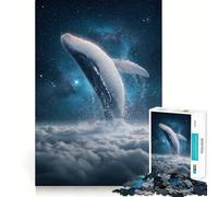 Puzzle de 1000 pièces représentant Une Baleine jaillissant des Nuages vers l'espace Jeu Amusant et Facile à mémoriser Pièces nettes et sans bavures,sans Coutures,Portable et idéal pour Les Voyages