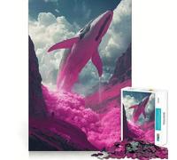 Puzzle de 1000 pièces représentant Une Baleine Rose dans Un Paysage de Montagne idéal pour Les Adolescents Jeu de logique et de Train léger et Relaxant avec découpe Lisse Décoration Murale (50x75cm)