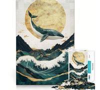 Puzzle de 1000 pièces représentant Une Baleine sautant par-Dessus Les Vagues Développe la mémoire,ludique et de qualité Professionnelle pour stimuler l'esprit (38x52cm)