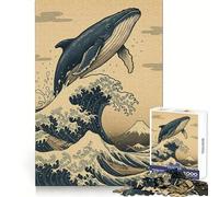 Puzzle de 1000 pièces représentant Une Baleine sautant par-Dessus Une Vague, idéal pour Adultes Exercice de réflexion, détente et Loisirs Découpe Uniforme Cadeau Festif (50x75cm)