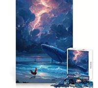 Puzzle de 1000 pièces représentant Une Baleine, Un Coq et Un Paysage Marin orageux, idéal pour Les Adolescents Découpe Impeccable, Image Claire et Facile à mémoriser Cadeau Parfait (38x52cm)