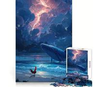 Puzzle de 1000 pièces représentant Une Baleine Un Coq et Un Paysage Marin orageux idéal pour Les Adolescents Stimule l'esprit favorise la détente et Offre Un Assemblage précis Cadeau Original 50x75cm