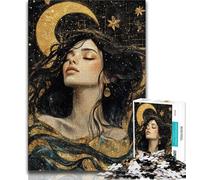 Puzzle de 1000 pièces représentant Une Belle Fille animée avec la Lune, idéal comme Cadeau pour Toute la Famille (38x26cm)