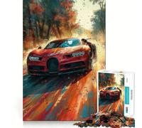 Puzzle de 1000 pièces représentant Une Bugatti Rouge, idéal pour Les Adolescents Jeu d'intérieur Intelligent, découpe précise, Cadeau raffiné (38x26cm)