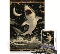 Puzzle de 1000 pièces représentant Une Carte de Tarot du Requin Blanc, idéal pour Les Adolescents Stimule l'esprit, Calme et détente Assemblage précis Cadeau Original (38x52cm)