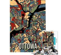 Puzzle de 1000 pièces représentant Une Carte d'Ottawa au Canada dans des Tons naturels Un Puzzle Artistique idéal pour Les Adolescents Un défi de rapidité à la Main Un Parfait pour Un Anniversaire