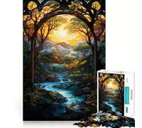 Puzzle de 1000 pièces représentant Une Cascade au Coucher du Soleil surréaliste, idéal pour Adultes Jeu de logique Stimulant, Anti-anxiété, Bords Transparents, Cadeau Parfait pour Les fêtes 38x52cm