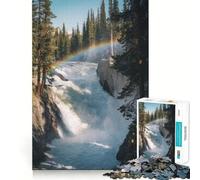 Puzzle de 1000 pièces représentant Une Cascade avec Arc-en-Ciel dans Un décor forestier,idéal pour Adultes Jeu de mémoire et de réflexion Découpe Fine,Finitions Haut de Gamme Un Moyen captivant