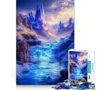 Puzzle de 1000 pièces représentant Une Cascade avec Un Canyon de Cristaux Bleus Lumineux Développez Votre mémoire et Votre Sens de l'organisation grâce à ce Puzzle de qualité Professionnelle