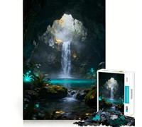 Puzzle de 1000 pièces représentant Une Cascade dans Une Grotte Mystique, idéal pour Adultes Jeu de logique Puissant et apaisant, Bords Nets, Cadeau Artistique (50x75cm)