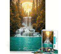 Puzzle de 1000 pièces représentant Une Cascade et Une forêt au Clair de Lune,idéal pour Les Adolescents Jeu Stimulant l'esprit,Assemblage Solide et sécurisé,activité de Partage