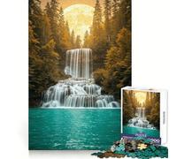 Puzzle de 1000 pièces représentant Une Cascade et Une forêt au Clair de Lune pour Les Adolescents Ce Puzzle favorise Une réflexion Claire Un Engagement Doux et Un Assemblage Solide C'est Un Joli
