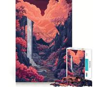 Puzzle de 1000 pièces représentant Une Cascade et Une vallée en ruine Jeu Amusant et Facile à Transporter (38x52cm)