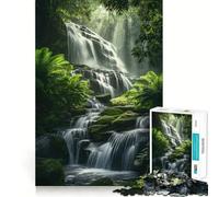 Puzzle de 1000 pièces représentant une cascade sereine dans une forêt luxuriante idéal pour les adolescents Un jeu d'exercice mental relaxant et apaisant pour un montage facile et une surprise de Noël