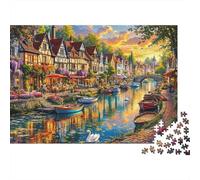 Puzzle de 1000 pièces représentant Une Charmante Ville traversée par Un Canal. Jeu éducatif pour Adultes, Belle décoration, Niveau de difficulté Stimulant, Anniversaire (Homme ou Femme), 38 x 26 cm.