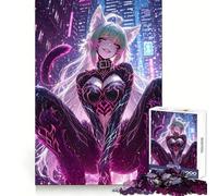 Puzzle de 1000 pièces représentant Une Chatte Anime dans Un Paysage Urbain Cyberpunk (38x26cm) Idéal pour Adultes, pour stimuler la logique et se détendre Un Cadeau Festif et sans Couture