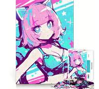 Puzzle de 1000 pièces représentant Une Chatte Anime Pastel pour Adolescents, idéal pour renforcer la mémoire, soulager la Tension, Bords Lisses et Surprise de Noël (38x52cm)