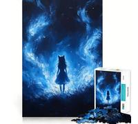 Puzzle de 1000 pièces représentant Une Chatte Bleue dans Un Paysage onirique Pièces Parfaitement ajustées,Jeu de Concentration Amusant,Moment de détente et de Plaisir,décoration de Noël (38x52cm)
