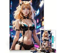 Puzzle de 1000 pièces représentant Une Chatte Cyberpunk Sexy, idéal pour Les Adolescents Jeu de Puzzle logique et Solide, découpe de précision, Parfait pour Un Moment de détente et de Plaisir 38x26cm