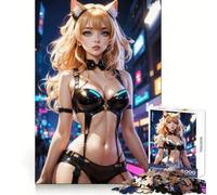 Puzzle de 1000 pièces représentant Une Chatte Cyberpunk Sexy, idéal pour Les Adolescents Jeu de Puzzle logique et Solide, découpe de précision, Parfait pour Un Moment de détente et de Plaisir 38x26cm