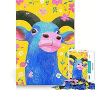 Puzzle de 1000 pièces représentant Une chèvre colorée sur Fond Floral,idéal pour Les Adolescents Jeu Stimulant Le Cerveau,Assemblage précis sans espaces,activité relaxante en Groupe à l'intérieur