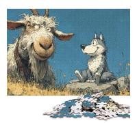 Puzzle de 1000 pièces représentant Une chèvre et Un Loup, Symbole d'amitié, pour Adultes et Adolescents. Idéal pour des soirées Jeux en Famille. 1000 pièces (75 x 50 cm).