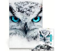 Puzzle de 1000 pièces représentant Une Chouette des neiges en Gros Plan, idéal pour Adultes Stimule la mémoire, s'amuse Assembler Une Image et est Collectionner (38x26cm)
