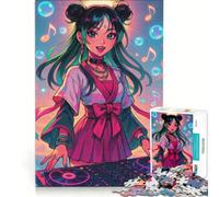 Puzzle de 1000 pièces représentant Une DJ Anime avec des Notes de Musique, Jouet à Monter soi-même, détente intellectuelle, Cadeau Original pour Un Anniversaire ou Noël 38x26cm