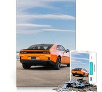 Puzzle de 1000 pièces représentant Une Dodge Challenger Coupé Orange avec Vue arrière (38x52cm), Un Jeu de réflexion pour Adultes, Un Cadeau Original et Stimulant pour Les Moments de détente