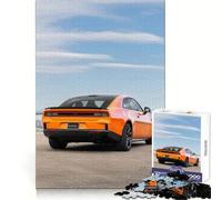 Puzzle de 1000 pièces représentant Une Dodge Challenger Coupé Orange avec Vue arrière, idéal pour Les Adolescents Un Cadeau élégant et Relaxant, aux découpes nettes (50x75cm)