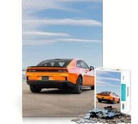Puzzle de 1000 pièces représentant Une Dodge Challenger Coupé Orange (Vue arrière) pour Adultes Stimule la mémoire, Passe-Temps à la Maison, Bords Nets, Cadeau élégant (38x26cm)