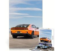Puzzle de 1000 pièces représentant Une Dodge Challenger Coupé Orange (Vue arrière) pour Adultes Stimule la mémoire, Passe-Temps à la Maison, Bords Nets, Cadeau élégant (38x26cm)