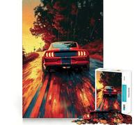 Puzzle de 1000 pièces représentant Une Dodge Challenger Rouge, idéal pour Les Adolescents, pour renforcer Les Liens familiaux, avec des Bords précis Un Cadeau attentionné (38x52cm)