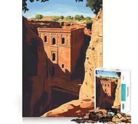 Puzzle de 1000 pièces représentant Une église rupestre Antique,idéal pour Adultes Découpe précise,Bords Lisses,activité captivante pour des soirées tranquilles (38x26cm)