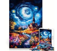 Puzzle de 1000 pièces représentant Une église sous Un Ciel Nocturne, idéal pour Adultes Jeu de logique et de résolution d'énigmes, Anti-Stress, découpe précise, Cadeau précieux (50x75cm)