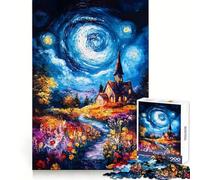Puzzle de 1000 pièces représentant Une église sous Un Ciel Nocturne idéal pour Adultes pour améliorer la mémoire et Passer Un Moment paisible Bords Fins pour souhaiter Un Joyeux Noël