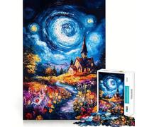 Puzzle de 1000 pièces représentant Une église sous Un Ciel Nocturne idéal pour Adultes pour améliorer la mémoire et Passer Un Moment paisible Bords Fins pour souhaiter Un Joyeux Noël
