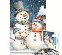 Puzzle de 1000 pièces représentant Une Famille de bonhommes de Neige dans Un décor Hivernal, idéal pour Les Adolescents Jeu de réflexion Relaxant, découpe soignée et Cadeau raffiné (38x26cm)
