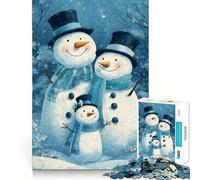 Puzzle de 1000 pièces représentant Une Famille de bonhommes de Neige et Un Paysage d'hiver, idéal pour Adultes Un Cadeau mémorable pour développer sa mémoire et soulager Le Stress (38x52cm)