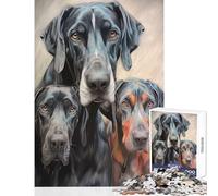 Puzzle de 1000 pièces représentant Une Famille de Grands Danois Décoration Murale Cadeau et Jeu Familial avec Poster et fiche de Questions Assortis Dimensions 50x75cm