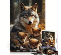 Puzzle de 1000 pièces représentant Une Famille de Loups dans Une forêt d'automne, idéal pour Les Adolescents Ce Puzzle favorise Le Bien-être cérébral, la détente et Le Divertissement (38x52cm)