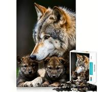 Puzzle de 1000 pièces représentant Une Famille de Loups Jeu de réflexion Amusant Conception sans Espace pour Les réunions de Famille (38x52cm)
