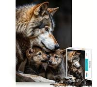 Puzzle de 1000 pièces représentant Une Famille de Loups Jeu de réflexion et de précision Découpe de Haute précision Passe-Temps Fascinant pour Les Moments de détente (38x26cm)