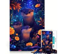 Puzzle de 1000 pièces représentant Une Famille de loutres dans Une forêt enchantée, idéal pour Les Adolescents Jeu de logique Robuste, Silencieux et aux Bords Nets Cadeau élégant (50x75cm)
