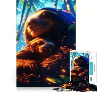 Puzzle de 1000 pièces représentant Une Famille de Paresseux, idéal pour Les Adolescents Jeu de logique et d'intérieur Bords précis Pièce de Collection Artistique 38x26cm