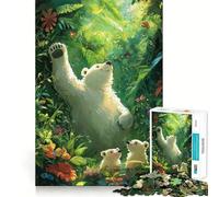 Puzzle de 1000 pièces représentant Une Famille d'ours Polaires dans Une Jungle luxuriante, idéal pour Les Adolescents Jouet Wise Think, Loisirs et décoration Murale en Plastique Transparent (38x26cm)