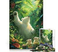 Puzzle de 1000 pièces représentant Une Famille d'ours Polaires dans Une Jungle luxuriante, idéal pour Les Adolescents Jouet Wise Think, Loisirs et décoration Murale en Plastique Transparent (38x26cm)