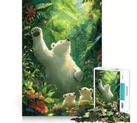 Puzzle de 1000 pièces représentant Une Famille d'ours Polaires dans Une Jungle luxuriante idéal pour Les Adolescents Jeu de logique et de Train léger et Relaxant avec découpe Lisse Décoration Murale